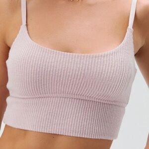 SPIRITUAL Gangster Ribbed Row Crop Tank light pink medium/large NWT